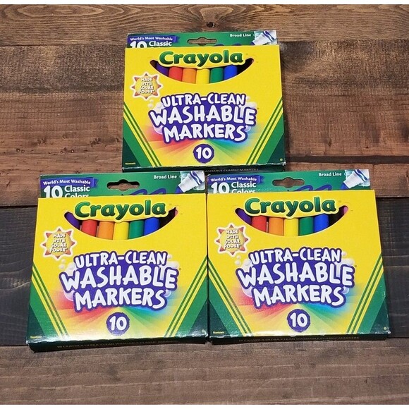 Crayola Ultra Clean Washable Classic Broad Line Color Markers Lot Of 3 - Picture 1 of 3